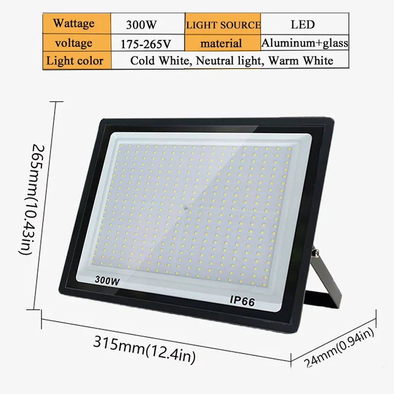 LED Floodlight Spotlight AC220V AC110V Ultra-bright Waterproof Light 10W 20W 30W 50W 100W 150W 200W 300W Garage Factory Lighting