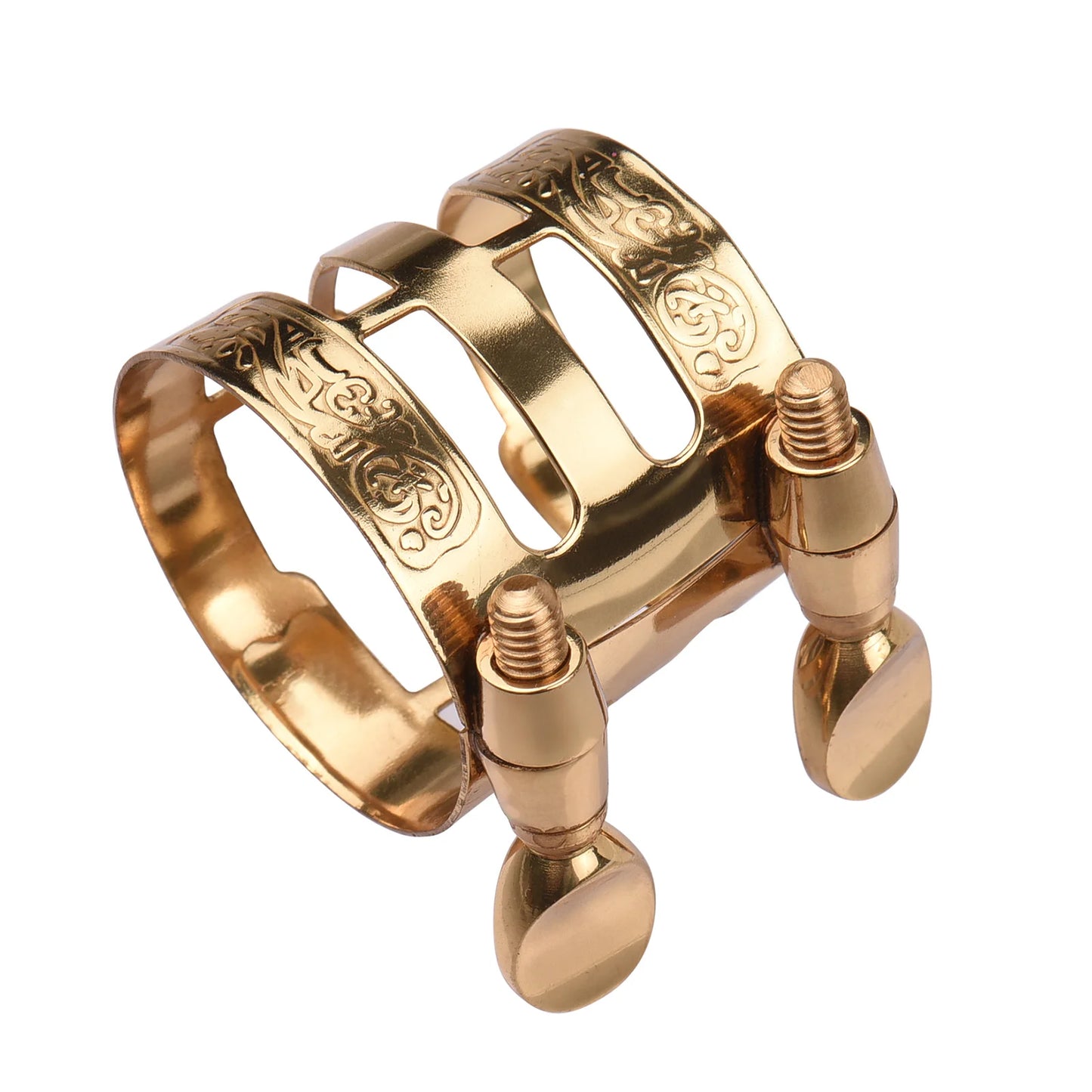 Copper Double Screw Adjustment Saxophone Ligature Compact Sax Ligature with Mouthpiece Cap for Alto Saxophone Accessories