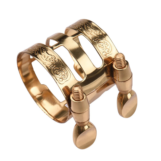 Copper Double Screw Adjustment Saxophone Ligature Compact Sax Ligature with Mouthpiece Cap for Alto Saxophone Accessories