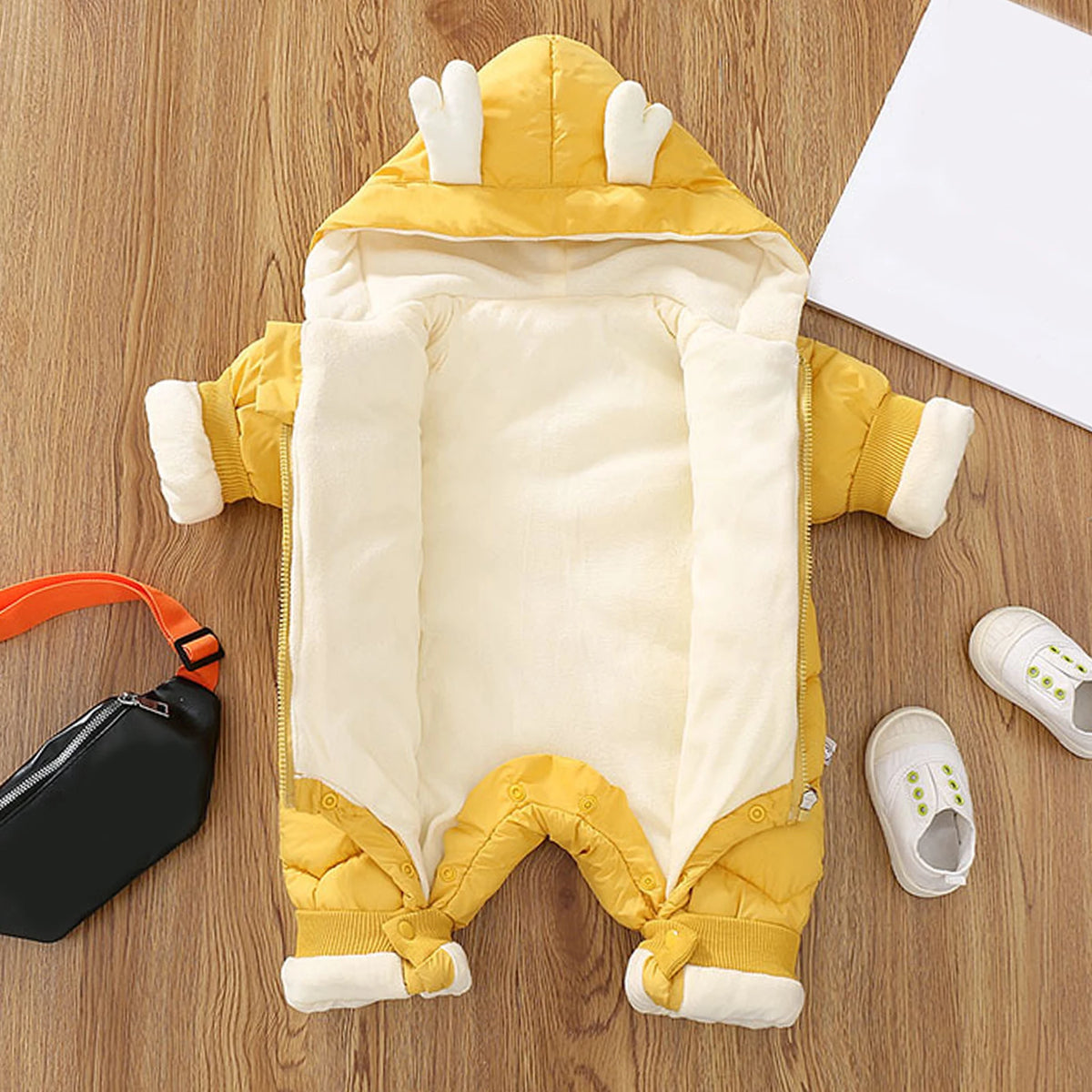 Toddler Kids Winter Rompers,Girls Down Cotton Jacket,Fleece Hood Jumpsuits,Winter Children's Overalls,Boys Snowsuits with Pocket