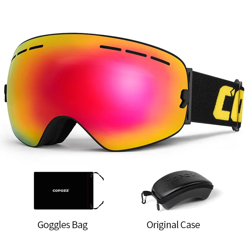 COPOZZ Brand Ski Goggles Men Women Snowboard Goggles Glasses For Skiing UV400 Protection Skiing Snow Glasses Anti-Fog Ski Mask