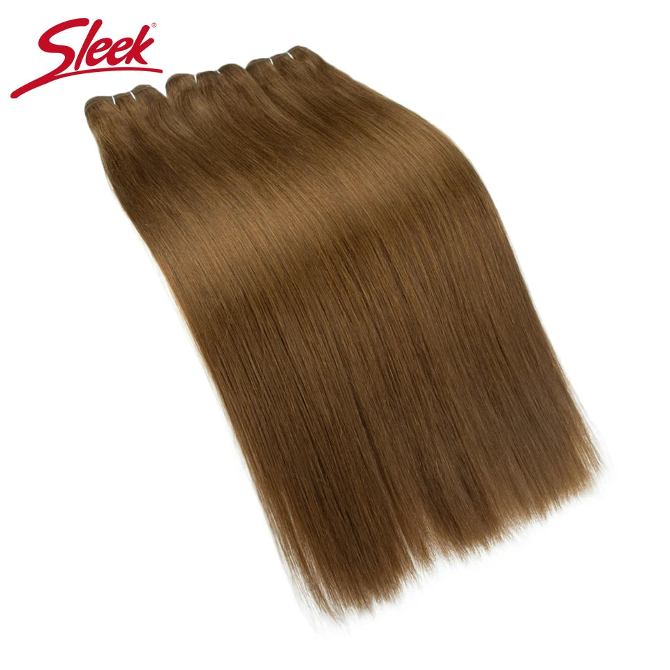 Sleek Peruvian Straight Human Hair Double Drawn Natural Human Hair Weave Bundles Natural Brown #27 #613 Remy Human Hair Bundle