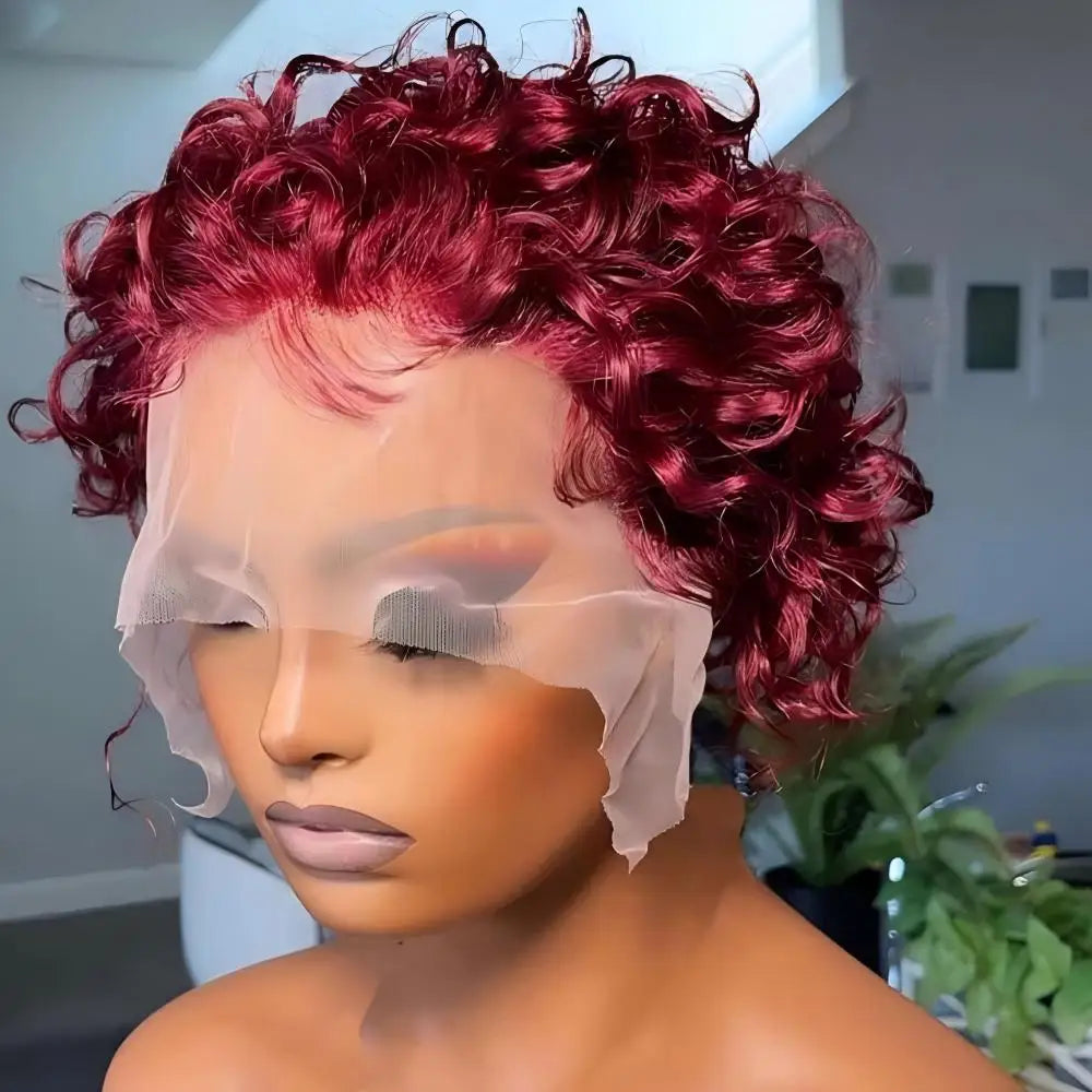 Pixie Cut Wig Human Hair Wigs Transparent 13x1 Lace Front Wigs Brazilian Remy 100% Human Hair Short Curly Human Hair Wig