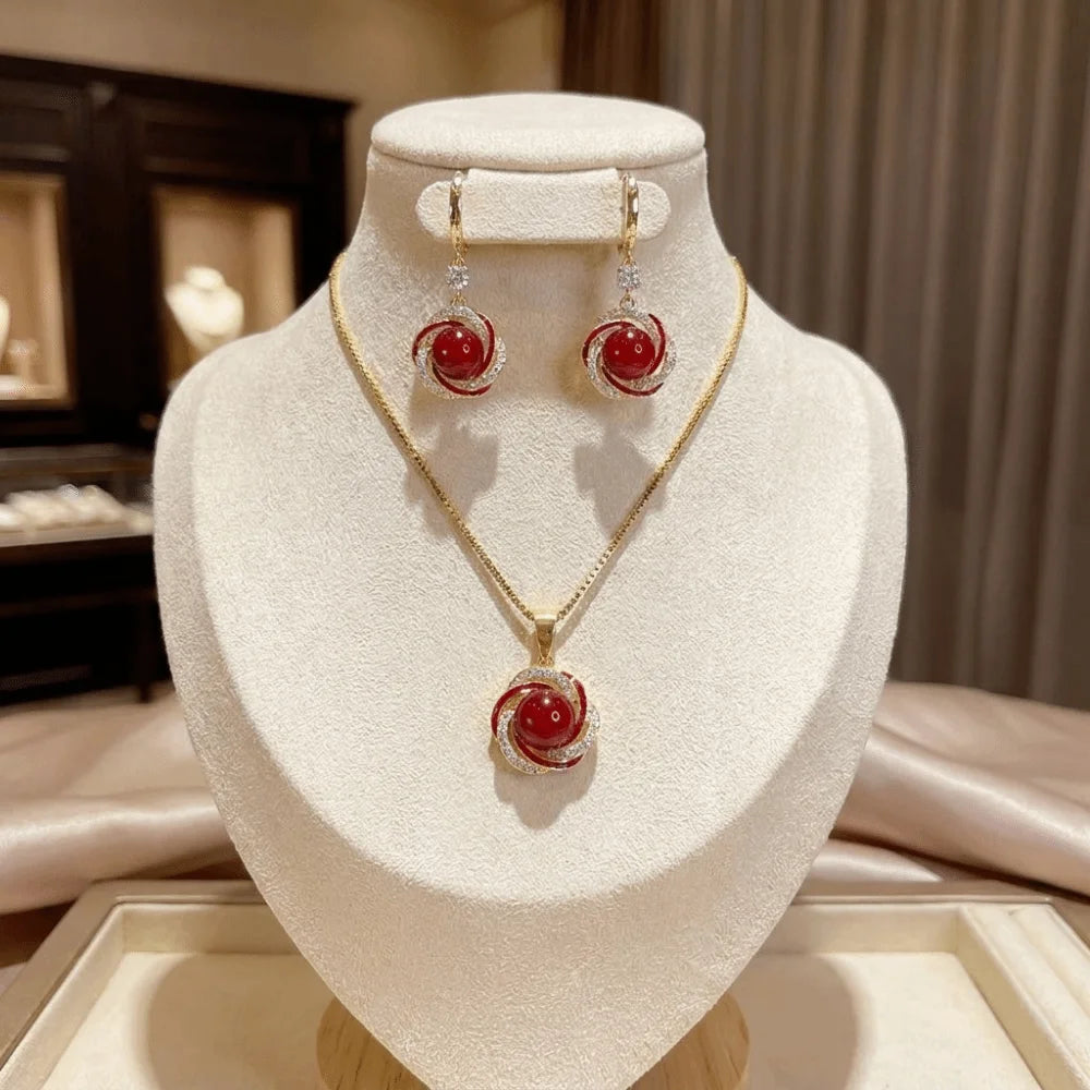 Gifts Versatile Zircon Jewelry Sets Dainty Trendy Imitation Pearl Jewelry Sets Elegant Shining Necklace Earrings Sets Evening