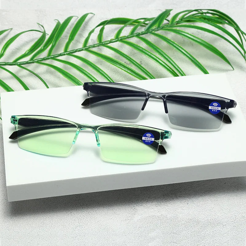 Intelligent Zoom Reading Glasses Fashion Presbyopia Glasses Frameless Hyperopia Glasses Unisex Anti-reflective Reading Glasses