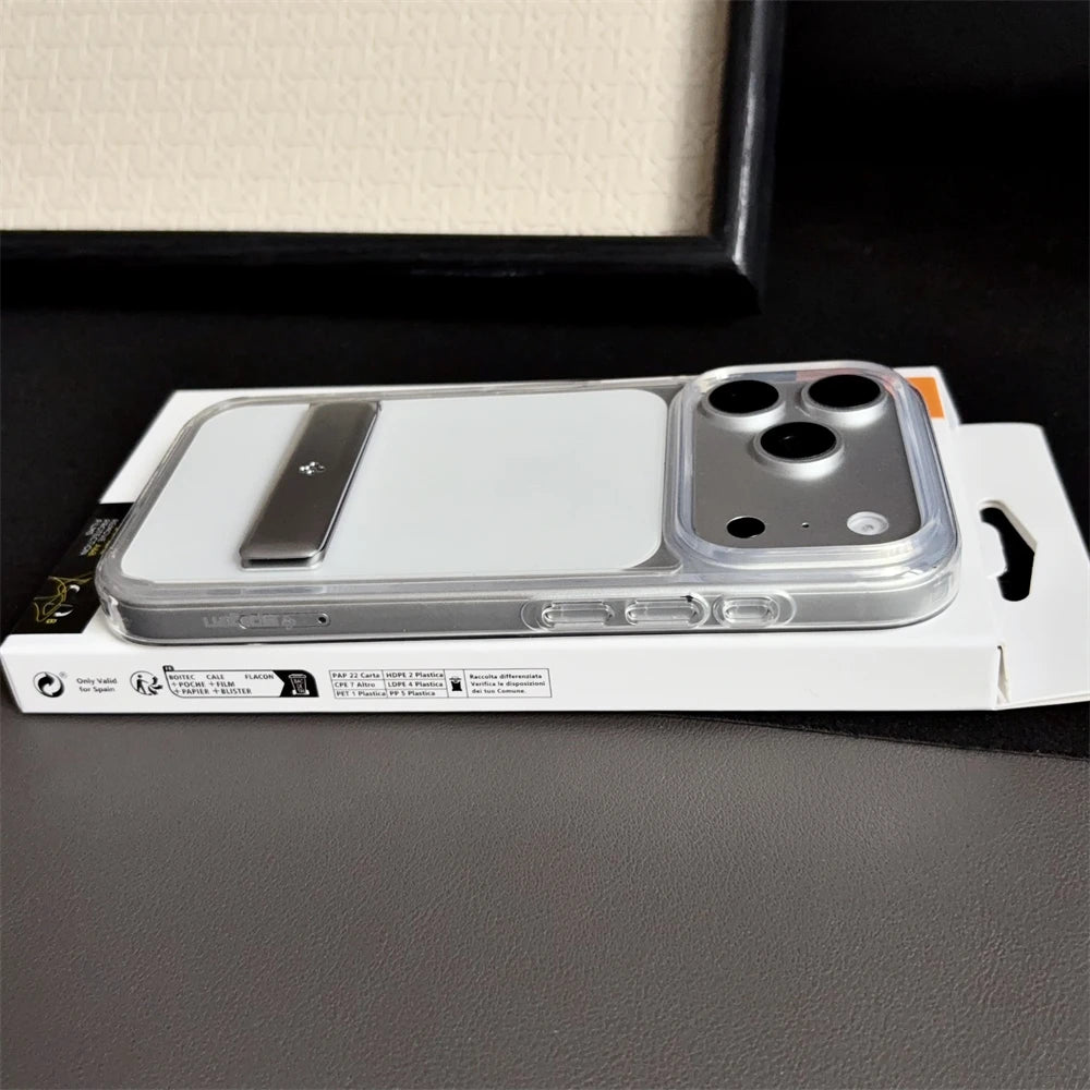 Spigen Ultra Hybrid Bracket Transparent Phone Case For iPhone 17 Pro Max 18 16 15 14 13 12 Kickstand Shockproof Clear Back Cover