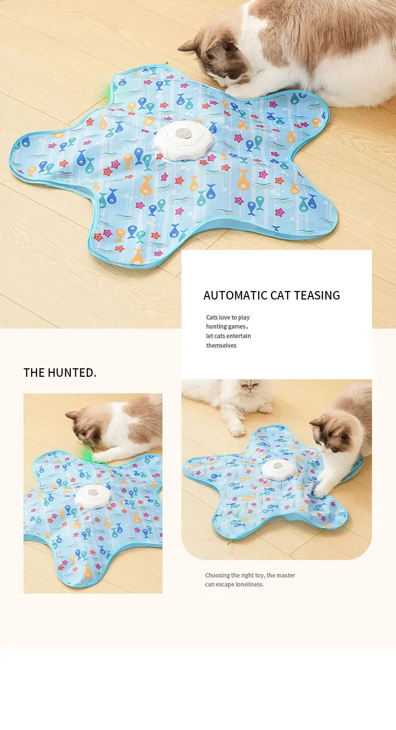 Cat and Dog Toy Interactive Hide and Seek Cat Toy with Mouse Squeak Motion Activated Mobile Hidden Feather Kitten Teasing Toy