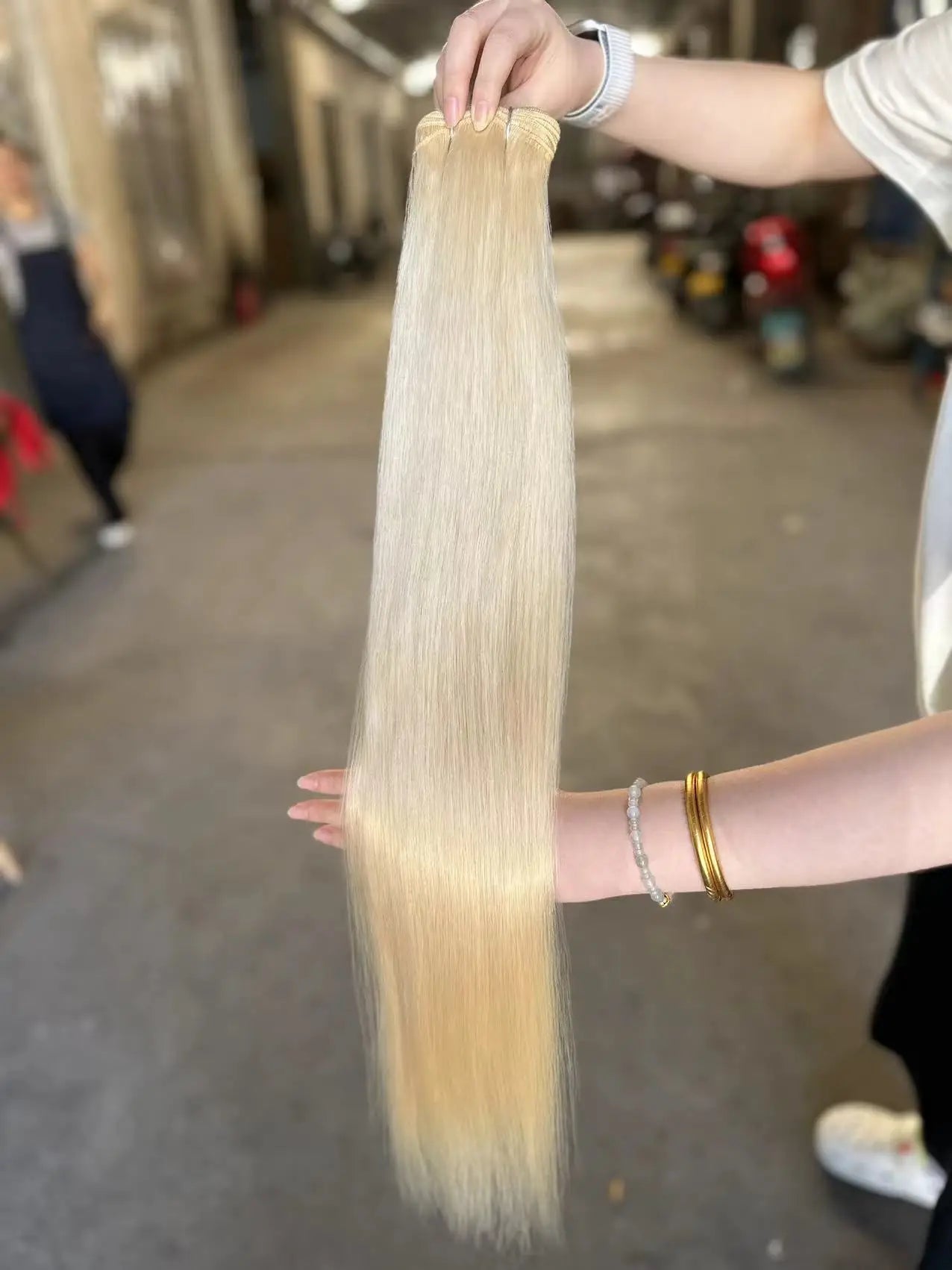 Piano Blonde Straight Hair Bundles Smooth Hair Extensions Fake Fibers Synthetic Yaki Straight Hair Weaving Full to End Free Ship