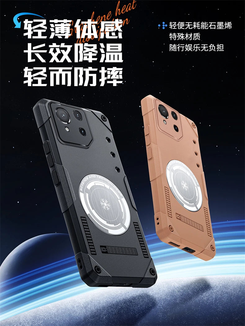 For ASUS ROG Phone 8 Pro Case Magnetic Built in Heat Dissipation Metal Sheet Back Cover For ROG 8 Phone 8Pro Shockproof Bumper