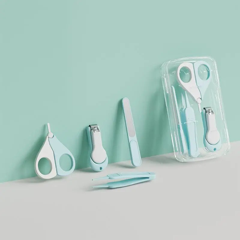 Travel Friendly 4Pcs Newborn Baby Nail Clipper Set Safe Nail Scissor Trimmer Tweezer with Storage Case for Outdoor Use