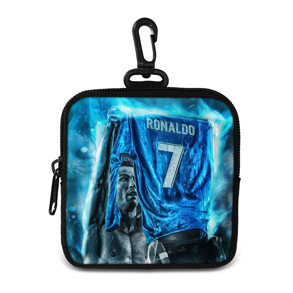Ronaldo Money Coin Purse with Key Ring Pocket Purse mini headphone bag Football Star storage bag Credit Card Holoder Man Women
