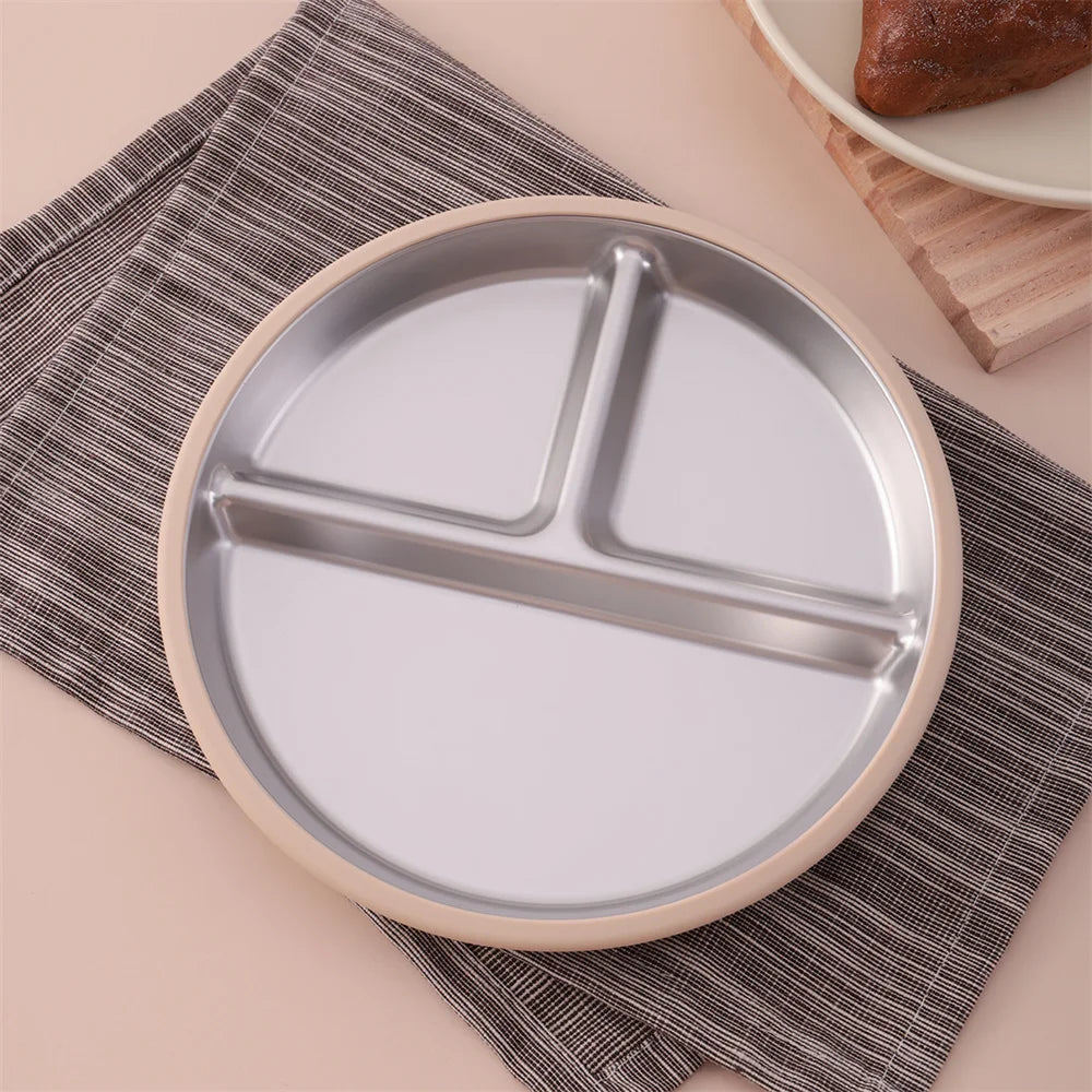 1PCS Stainless Steel Plate Detachable Suction Feeding Bowl For Baby  BPA Free Silicone Dishes Tableware Baby Newborn Items