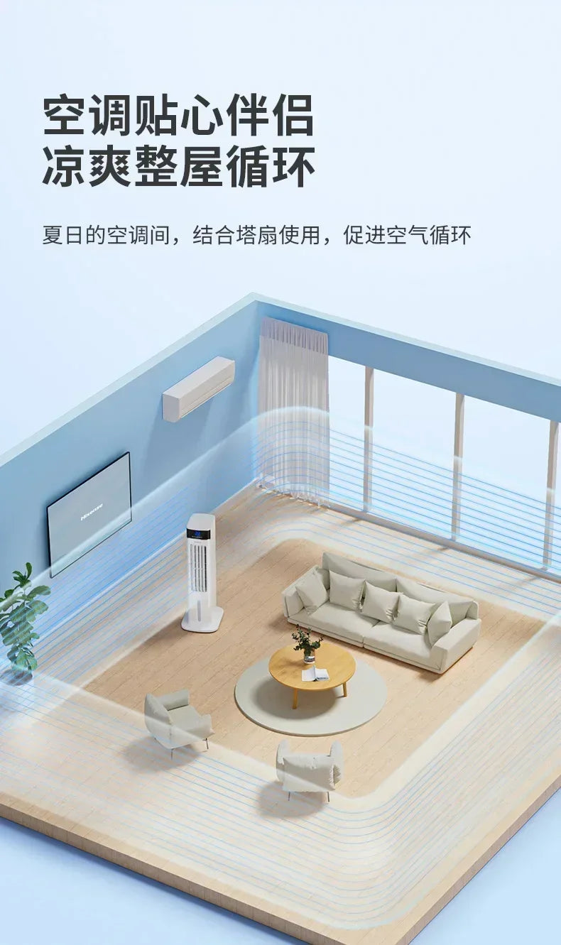 220V Hisense Portable Air Conditioning Fan with Water Cooling Function, Perfect for Home and Office AE