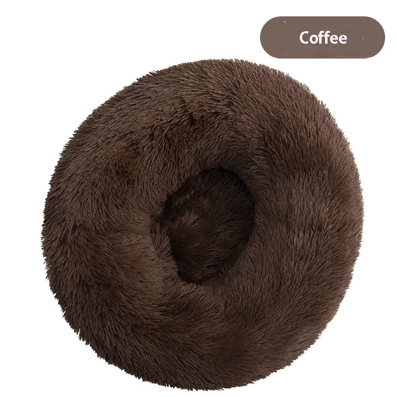 Round Dog Bed Long Plush Pet Kennel Washable Cat House Soft Cotton Mats Sofa For Small Large Dog Chihuahua Dog Basket Pet Bed