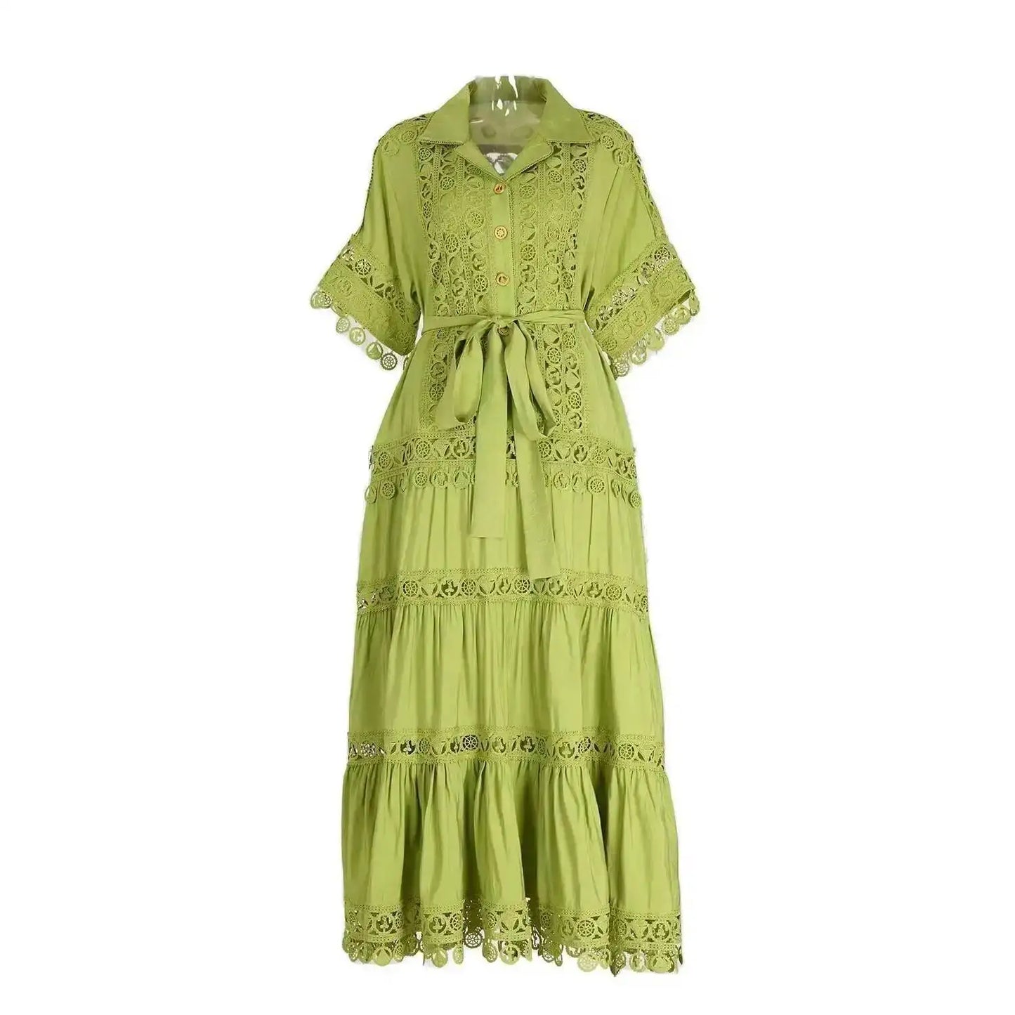 Luxury Long Maxi Dresses Shirt Women 2025 Summer Holiday Lace Embroidery Cotton Loose Big Size Hollow Out Wedding Dress White
