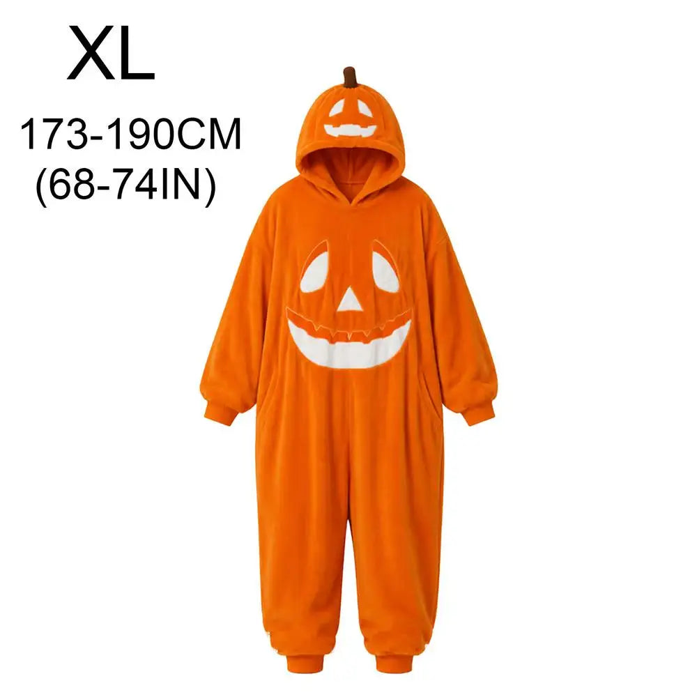 Halloween Pumpkin Costume Soft Breathable Hooded Jumpsuit Halloween Pumpkin Hooded Jumpsuit For Cosplay Concert Party Home