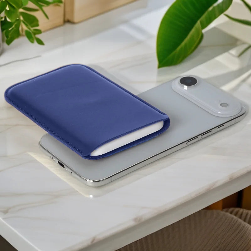 Power Bank Cover Pouch Leather Case for iPhone 17 Air Magsafe External Battery Cover PU Leather Case For iPhone 17 Air Power Ban