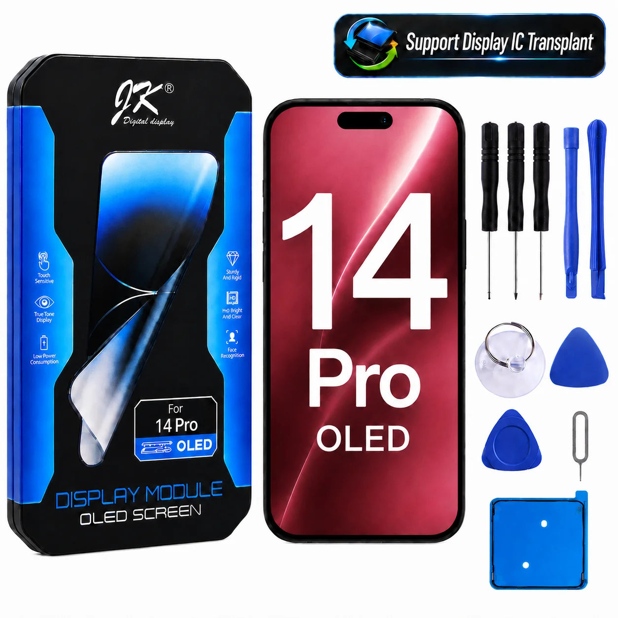 JK Flexible Soft OLED Display Assembly for iPhone 12 13 14 15 16 17 Pro Max Plus Screen Replacement Part