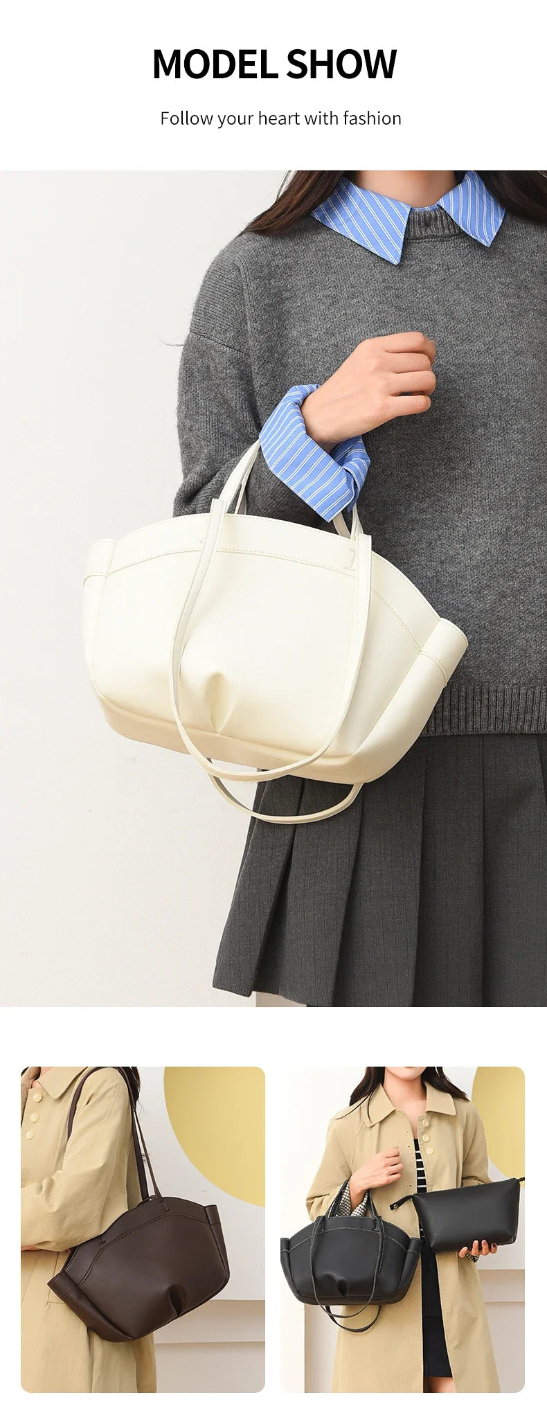 Premium Structured Tote Bag for Women – Elegant  Top Handle & Shoulder Strap, Luxury Leather Handbag for Work & Everyday