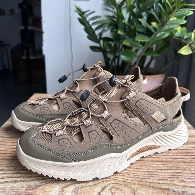 Outdoor Men's Leather Sandals Non-slip Men's Casual Sneakers Comfortable Beach Sandals Summer Men's Breathable Wading Shoes