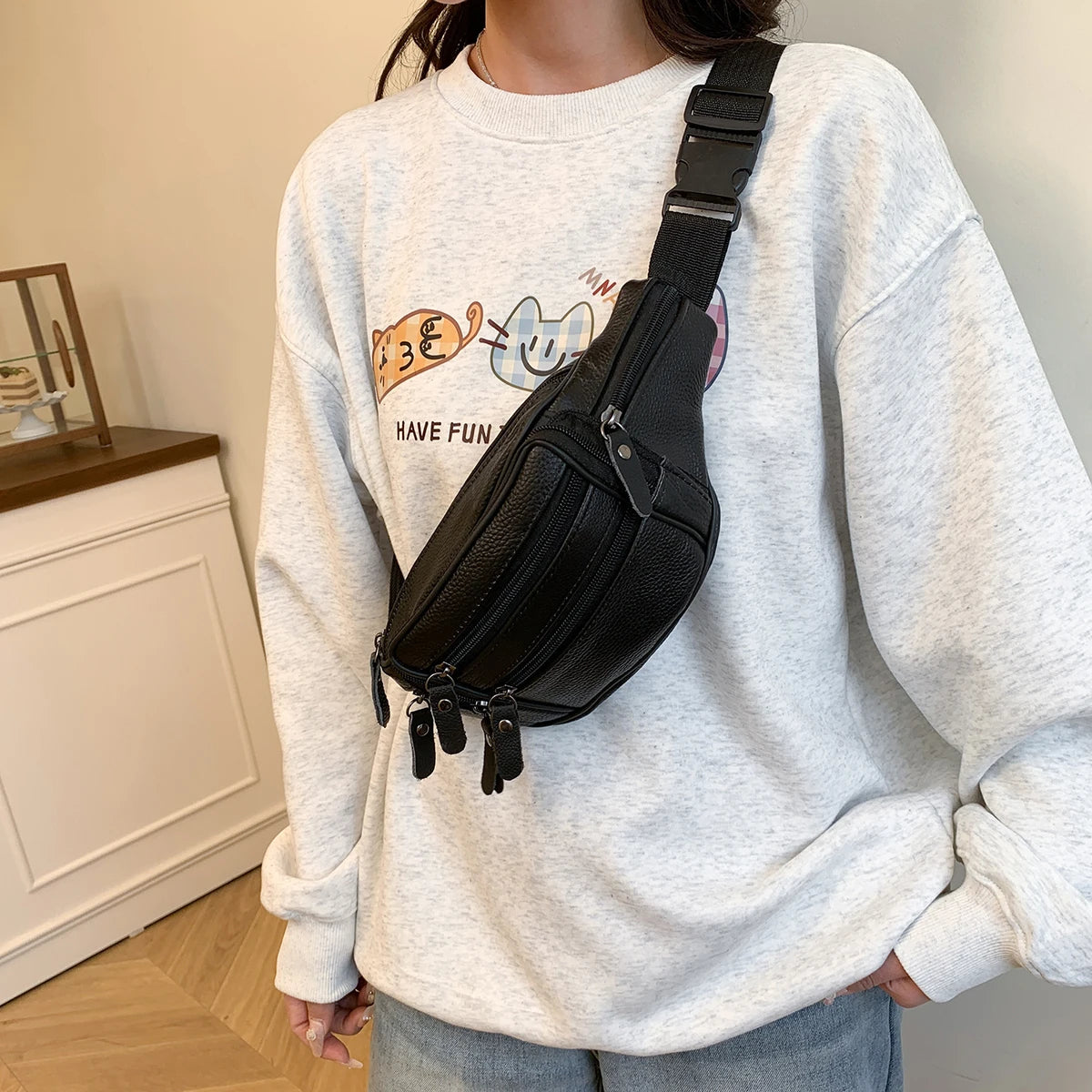 Leather Waist Bag Casual Small Square Hip Packs Crossbody Multi-function Outdoor Phone Pouch Belt Bag Fanny Pack Shoulder Bags
