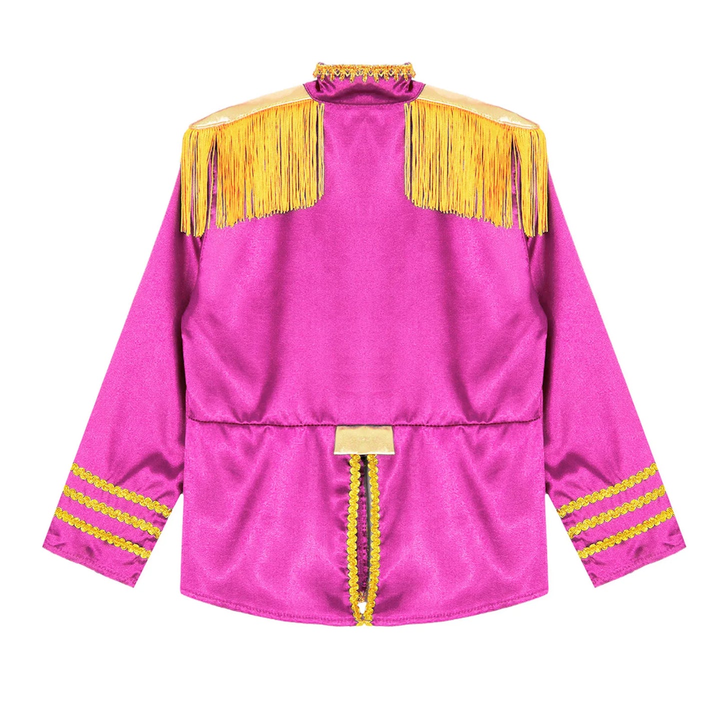 Kids Girls 60s Retro Hippie Rock Band Musician Costume Halloween Cosplay Carnival Party Circus Drummer Parade Tassel Jacket Coat