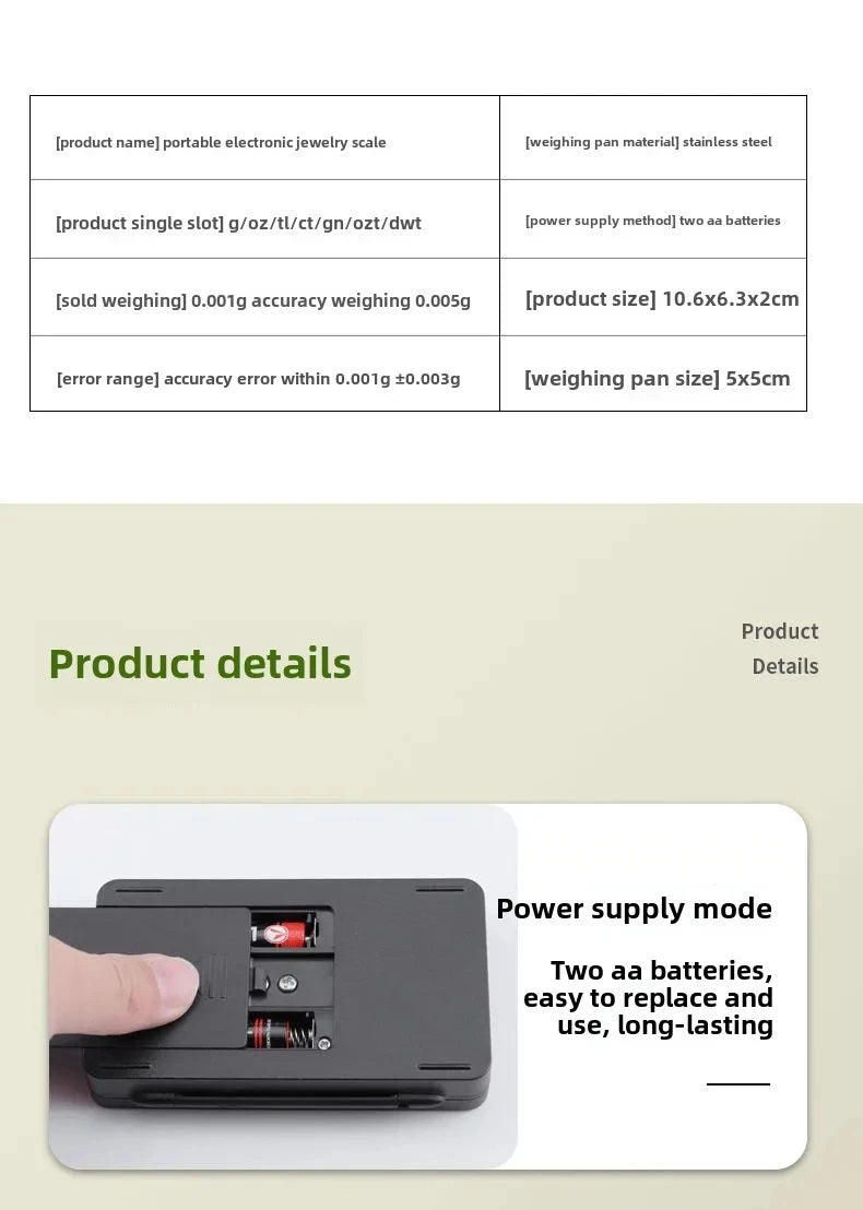Mini Digital Scale Jewelry Milligram Scales Portable Kitchen Baking Scale 100g 0.001g High Accuracy Milligram Scall Transition