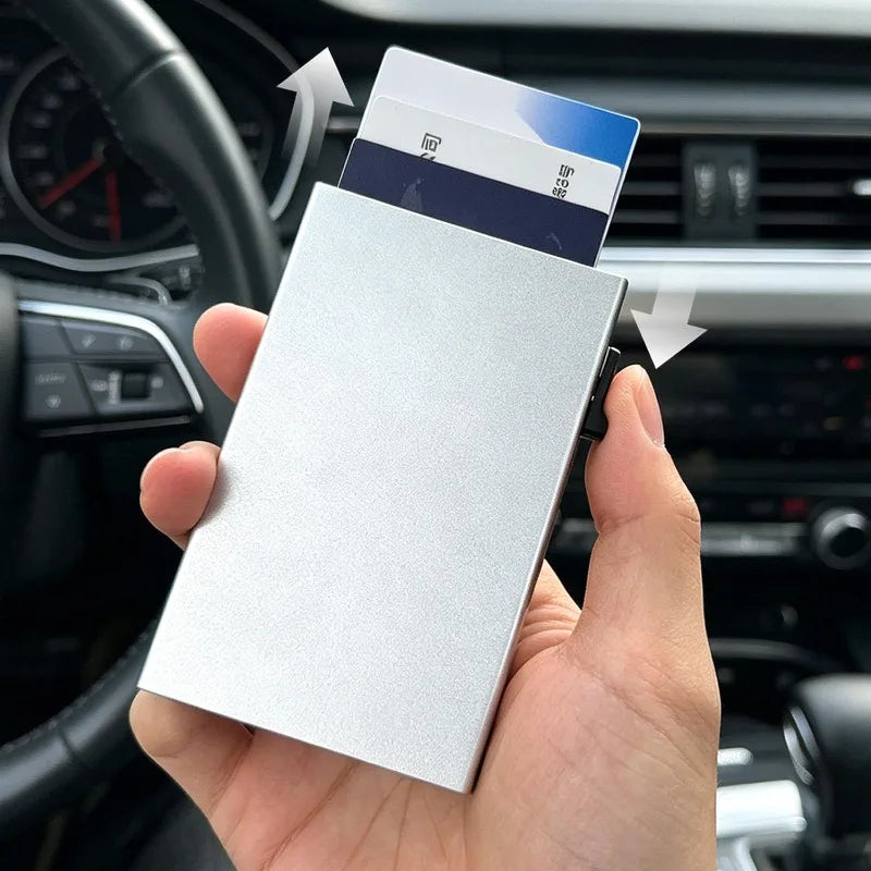 Anti-theft Cards Protectors Card Holder Minimalist Smart Wallet RFID Protection Aluminum Metal Box Cardholder Case Porte Carte
