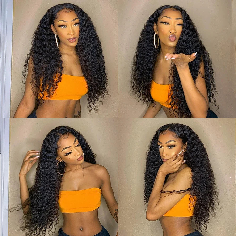 Geeta Curly Drawstring Wigs 13x6 Kinky Curly Lace Front Wig 13x4 Human Hair Lace Frontal Wigs Human hair for Women 4x4 5x5 Wig