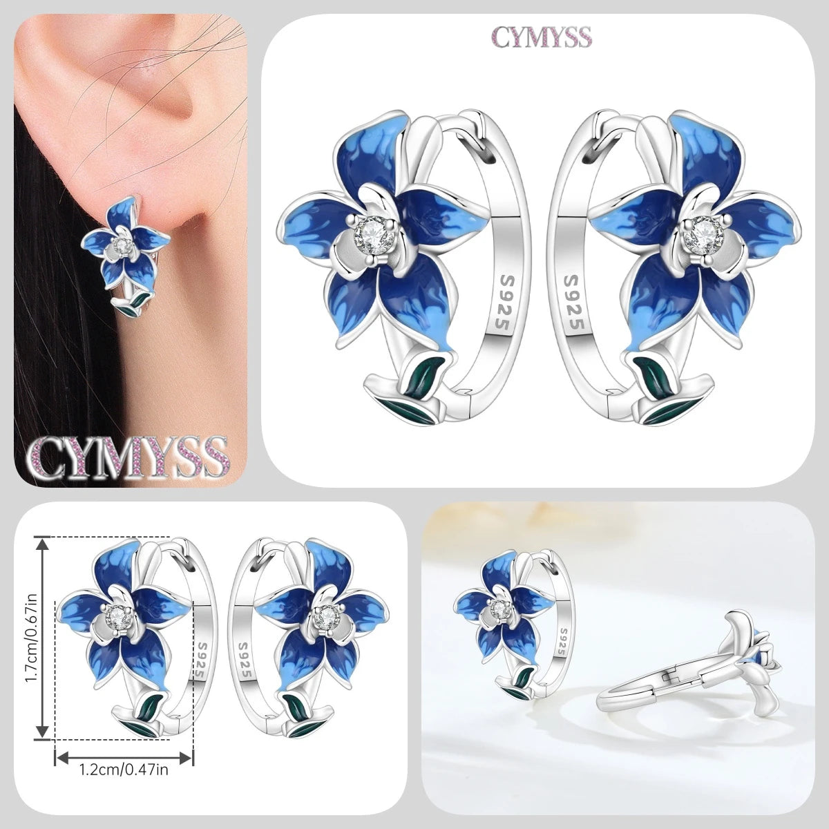 925 Sterling Silver Needle Iris Flower Hoop Earrings for Women Original Elegant Versatile Jewelry Birthday Party Fine Gift 2026