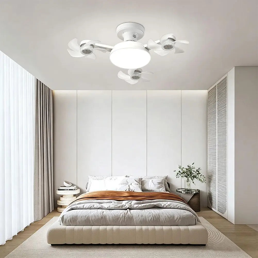 Drone Style Ceiling Fan Light E27 Base Remote Controlled Dimmable 3 Color LED Design  Retractable Blades for Living Room