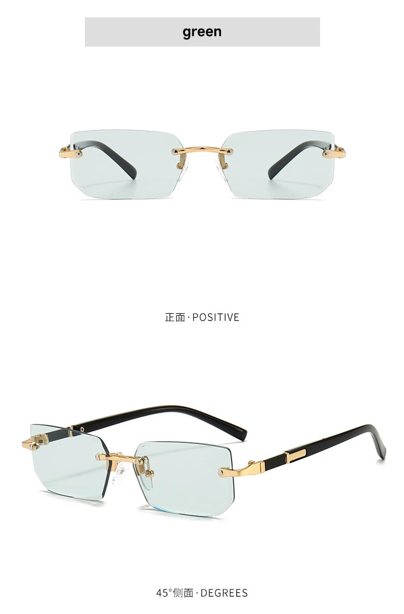 1PCS/2PCS/3PCS Rimless Sunglasses Rectangle Fashion Popular Women Men Shades Small Sun Glasses For Female Male Traveling Oculos