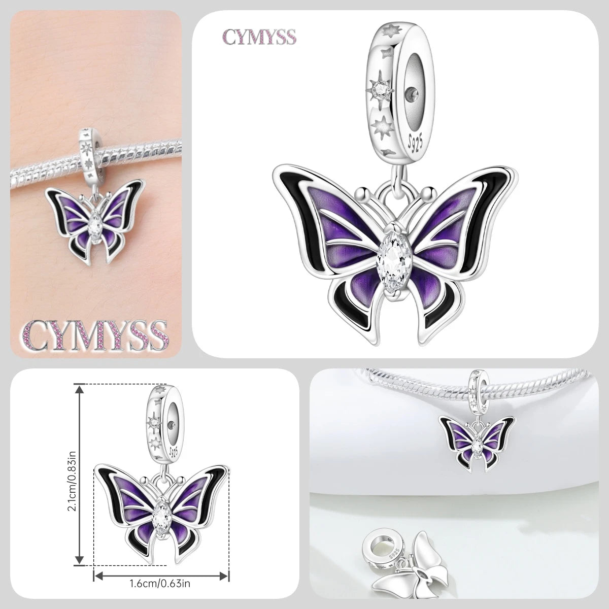 925 Sterling Silver Plated Bee Sunflower Butterfly Charm Pendant Fine Jewelry Women DIY Bracelet Necklace Birthday Party Gift
