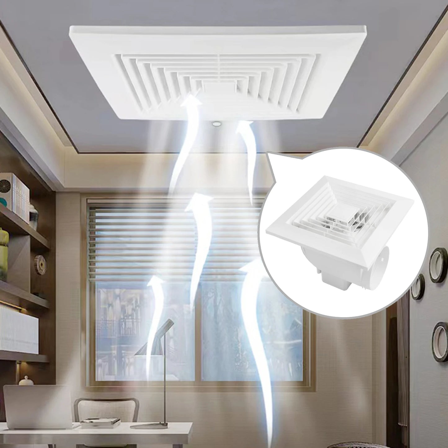Ceiling Exhaust Fan for Kitchen Bathroom Powerful Airflow Strong Suction Silent Ventilation Fan with Energy Saving Copper Motor