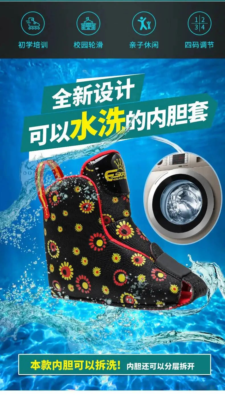 27-34 Children Skates High Elastic PU Inline Adjustable Skate Three-wheel Roller Skates For Age 2-8 Kids Beginners Skating Shoes