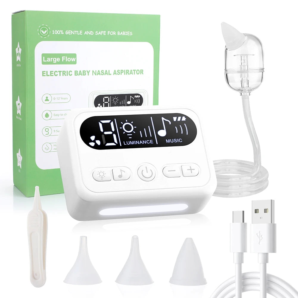 Baby Nasal Aspirator Electric Nose Cleaner Newborn Baby 9-Speed Nose Suction Device Booger Mucus Sucker for Infant Low Noise