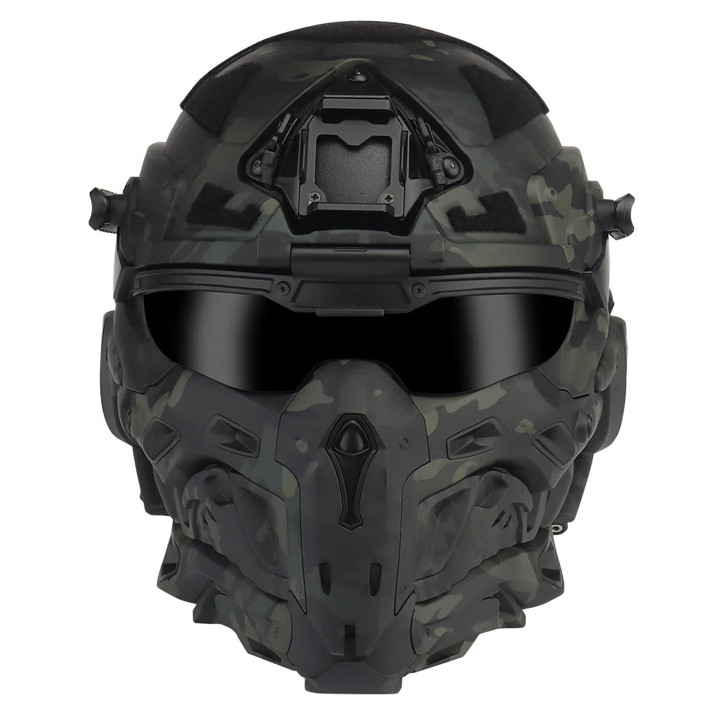 Militar Helmet FAST Helmet Built-in Communication Headset Anti-fog Fan W-Ronin Assault Helmet Detachable Mask Replacement Lens