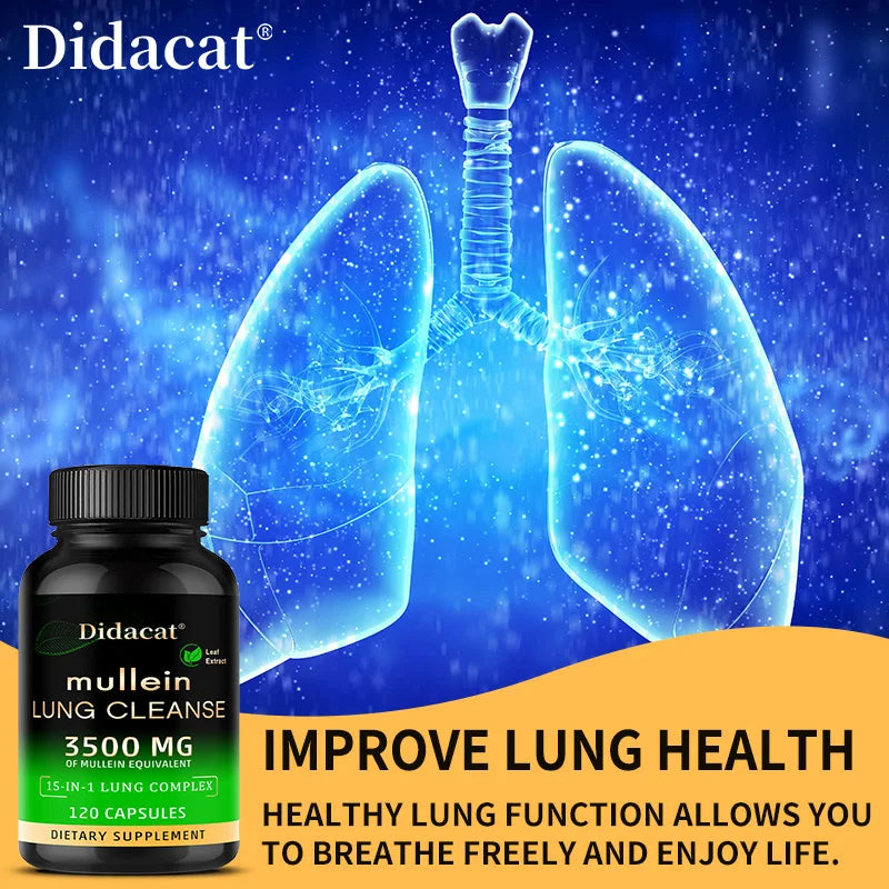 Mullein Leaf Extract Supplement Vitamin C Mineral Lung Cleansing Immune System Support 120 Capsules Health Supplement
