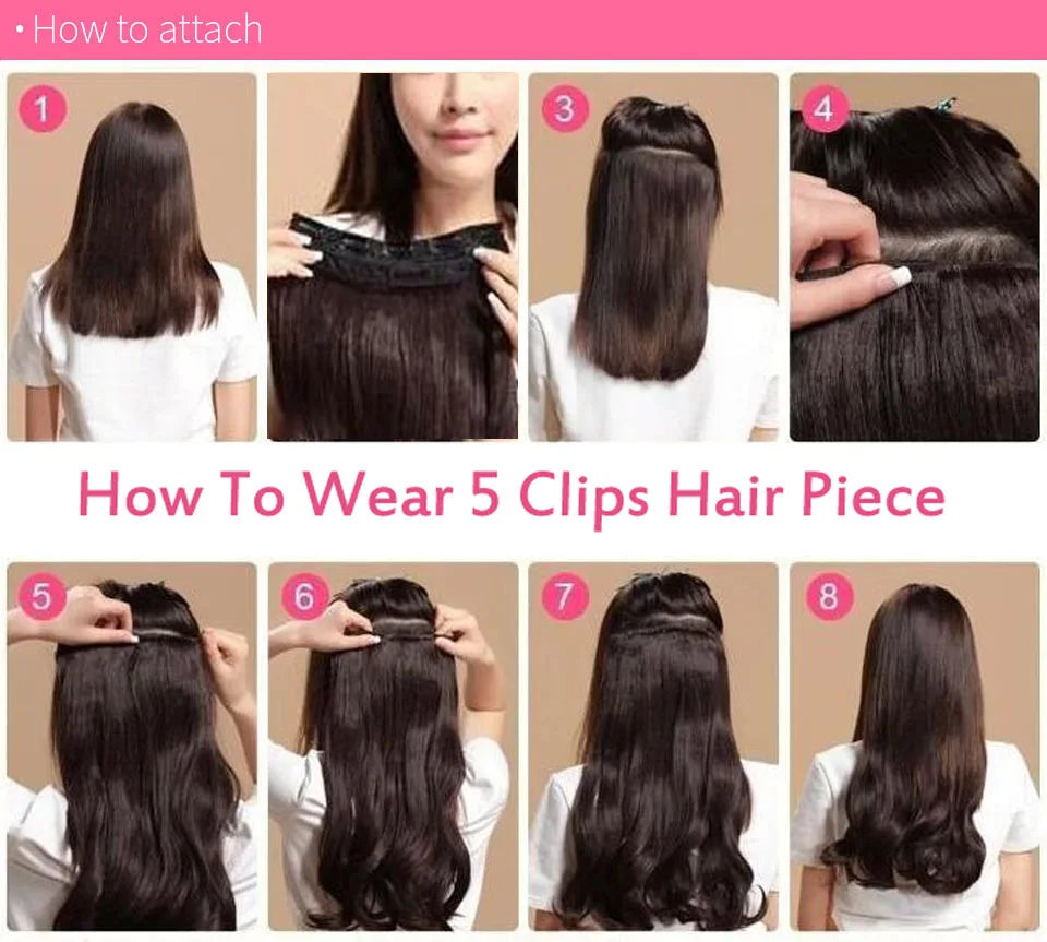 ZZHAIR 100% O Brazilian Human Remy Hair Extensions 16"-24" 2pcs Set 70g 80g Clips-in Two Pieces 2x10cm Natural Straight