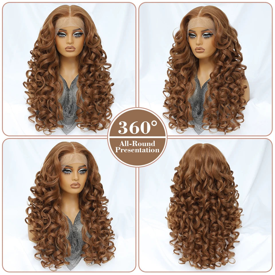 Lace Frontal Wigs 13X6 Synthetic Curly Lace Frontal Wigs With Bangs For Afro Women Pink Blonde Women Wigs With Baby Hair Latisha