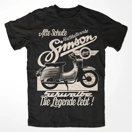 Simson Schwalbe Die Legende T-Shirt Vintage Men'S Short Sleeve T-Shirt with German Quote Black Casual Summer Style