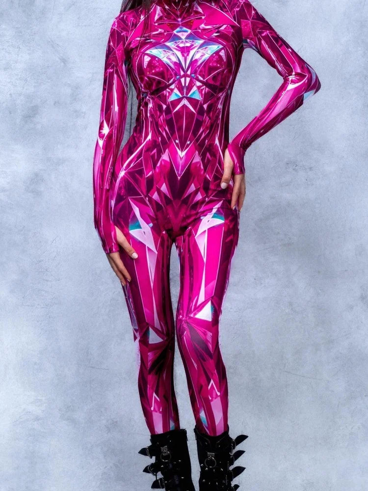 Halloween New Fashion Pink Adult Female Girlfriends Costume Cosplay Tights Cyberpunk Steam Tights Stage Role-playing Costumes