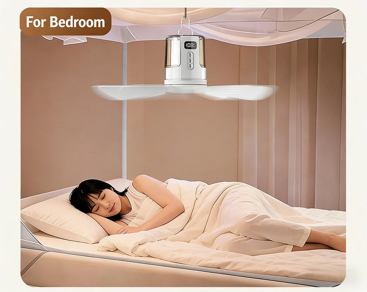10800mAh Outdoor Camping Fan Portable Ceiling Fans Tent Ventilator Cooler Rechargeable Electric Fan Remote Control LED Lighting