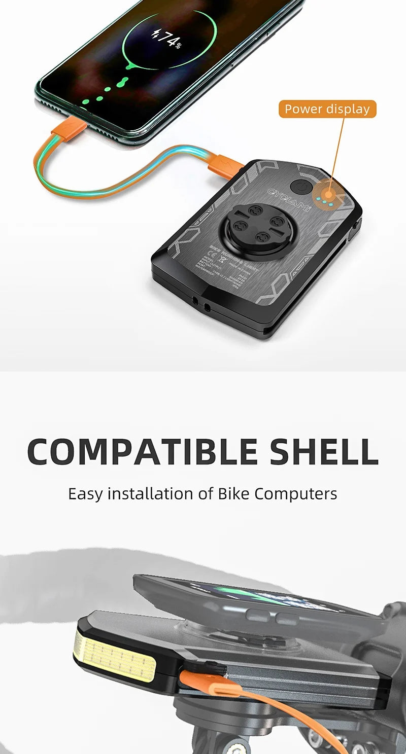 CYCLAMI RVL01 Bicycle Headlight Daytime  Front Light 5000mAh Bike Safety Visibility Cycling Light for Garmin XOSS IGS Charging