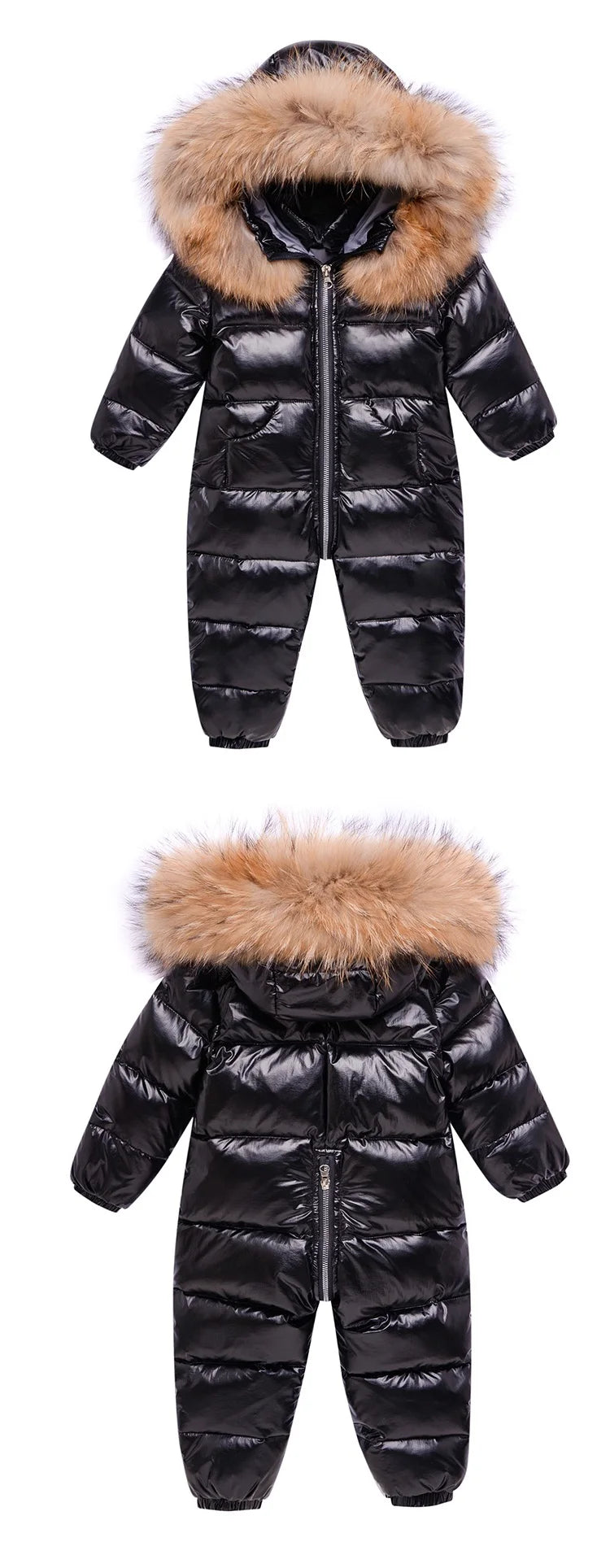 RAISE -30 Degree Russian Winter Baby Snowsuit Real Fur Waterproof Baby Boy Winter Rompers Newborn Jumpsuit Toddler Girl Overalls