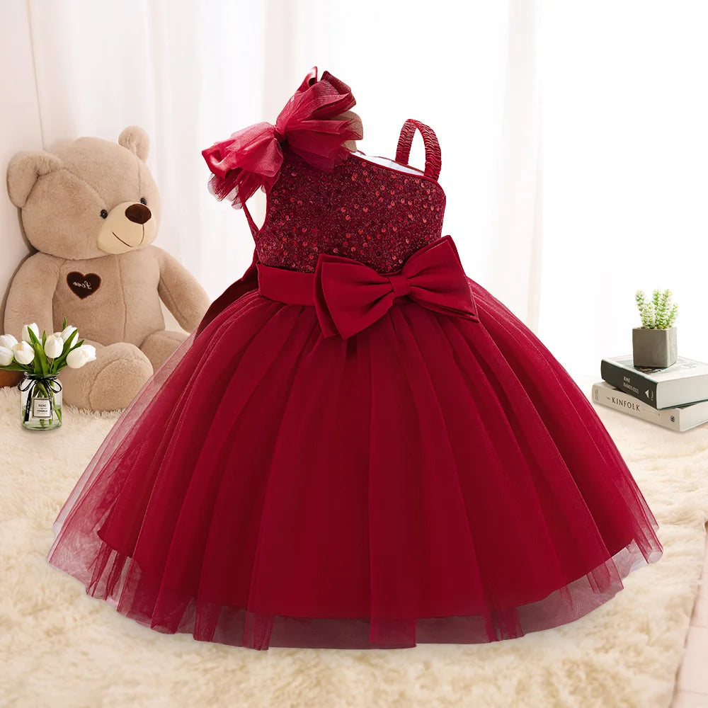 Toddler Baptism Party Baby Girls Dresses Girls Tulle 1st Birthday Wedding Prom Baby Dress Infant Bridesmaids Christmas Costumes
