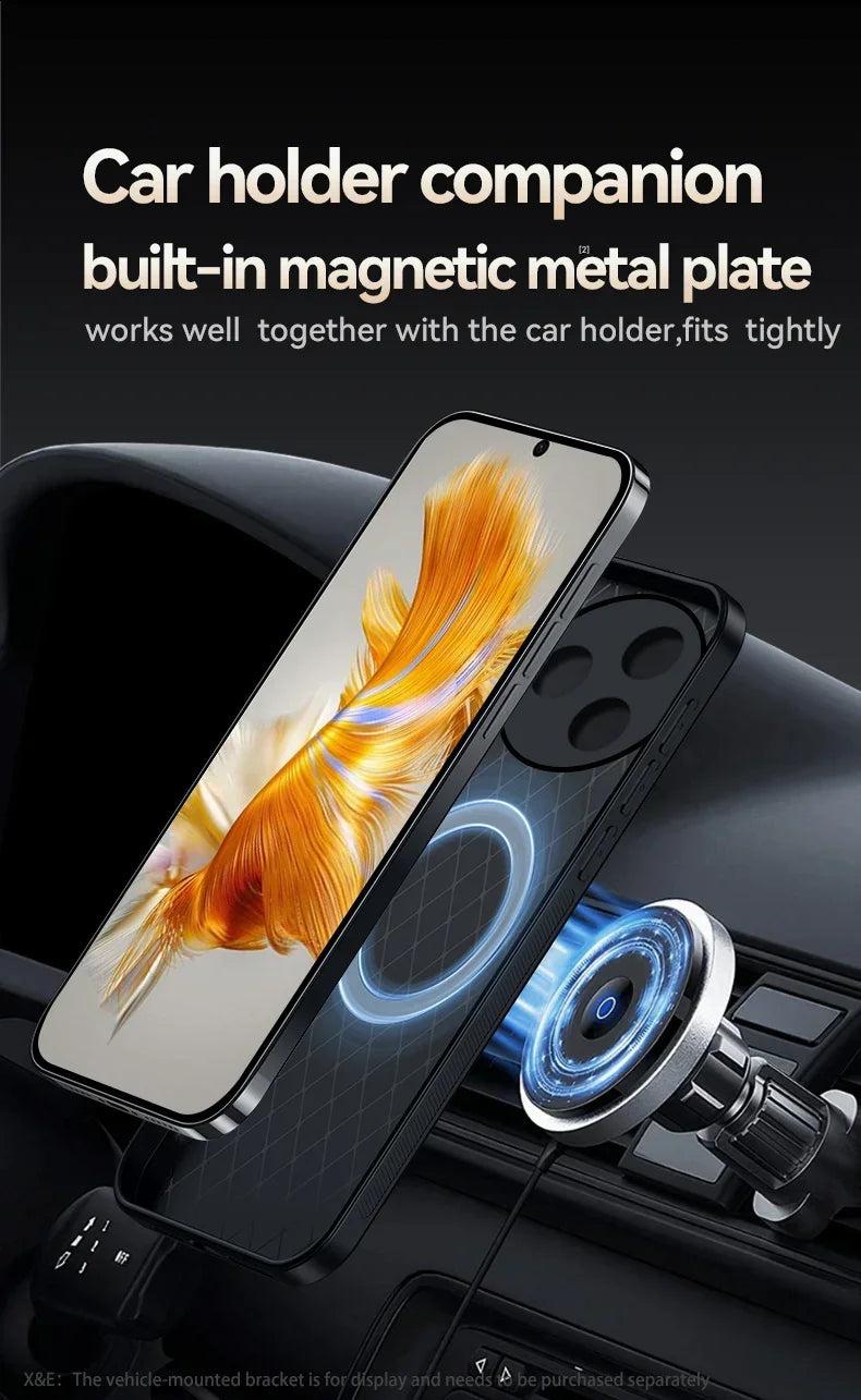 Car Magnetic Hilder Texture Leather Case For POCO F7 Ultra Soft Silicone Protection Shockproof Cover
