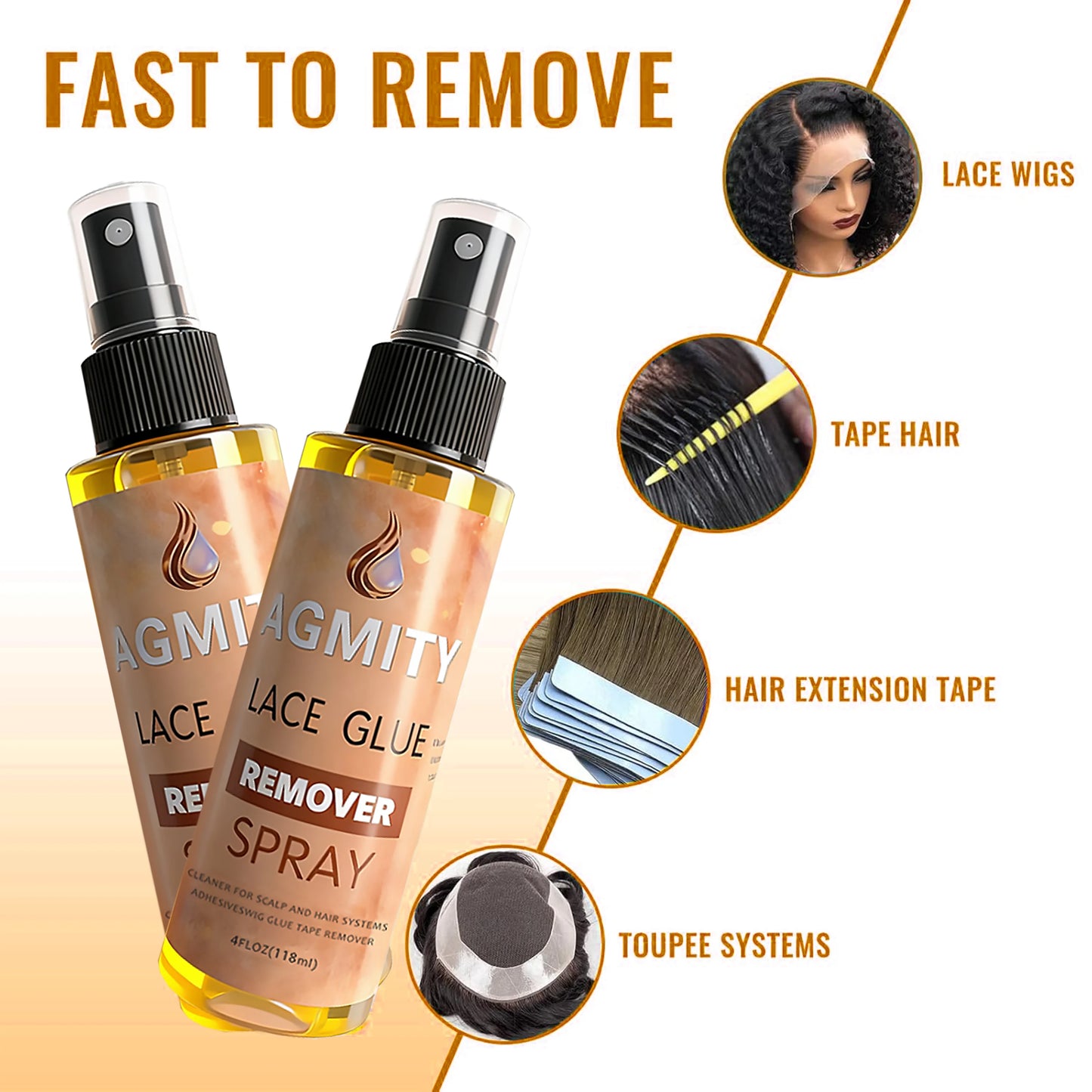 118ML Wig Glue Remover For Lace Wigs Tape Glue Remover Spray Keratin Glue Removel Spray for Closure Hairpiece Toupee Makeup Tool