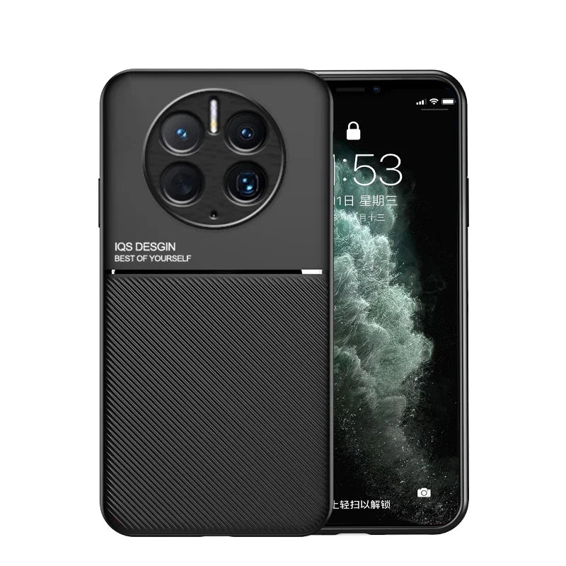 For Huawei Mate 50 Pro Case Car Magnetic Leather Cover Soft Frame Funda On For Mate 50 Pro Mate50 Pro Phone Cases Capa