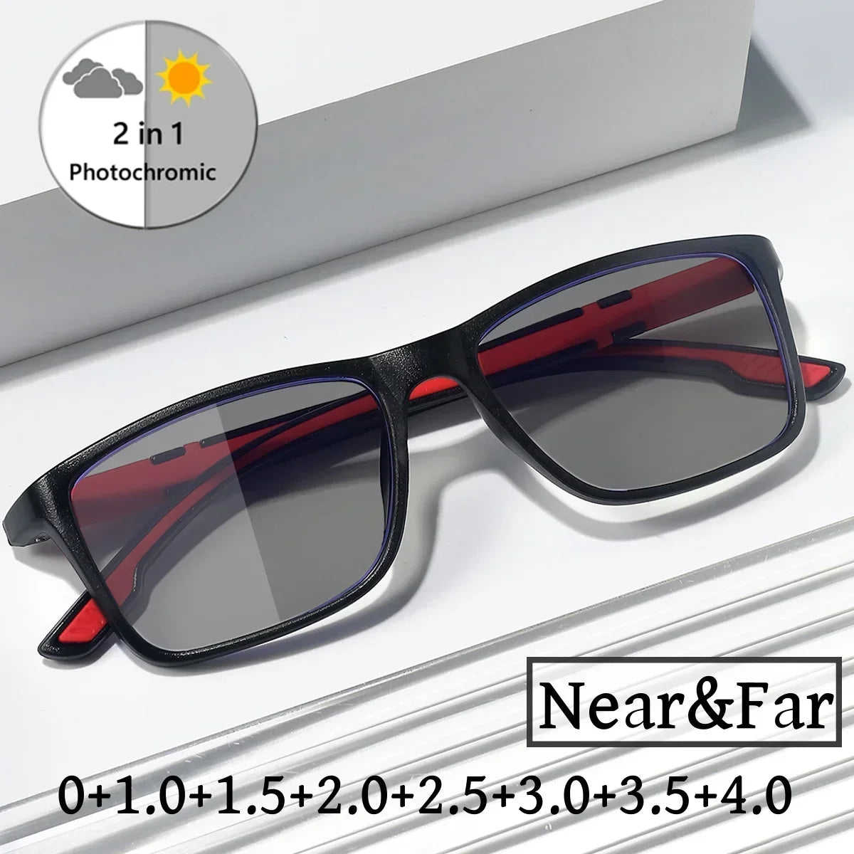 Smart Outdoor Color Changing Far Sight Glasses Unisex Women Men Anti Blue Light Photochromic Sunglasses Eyewear Diopter 0 To+4.0